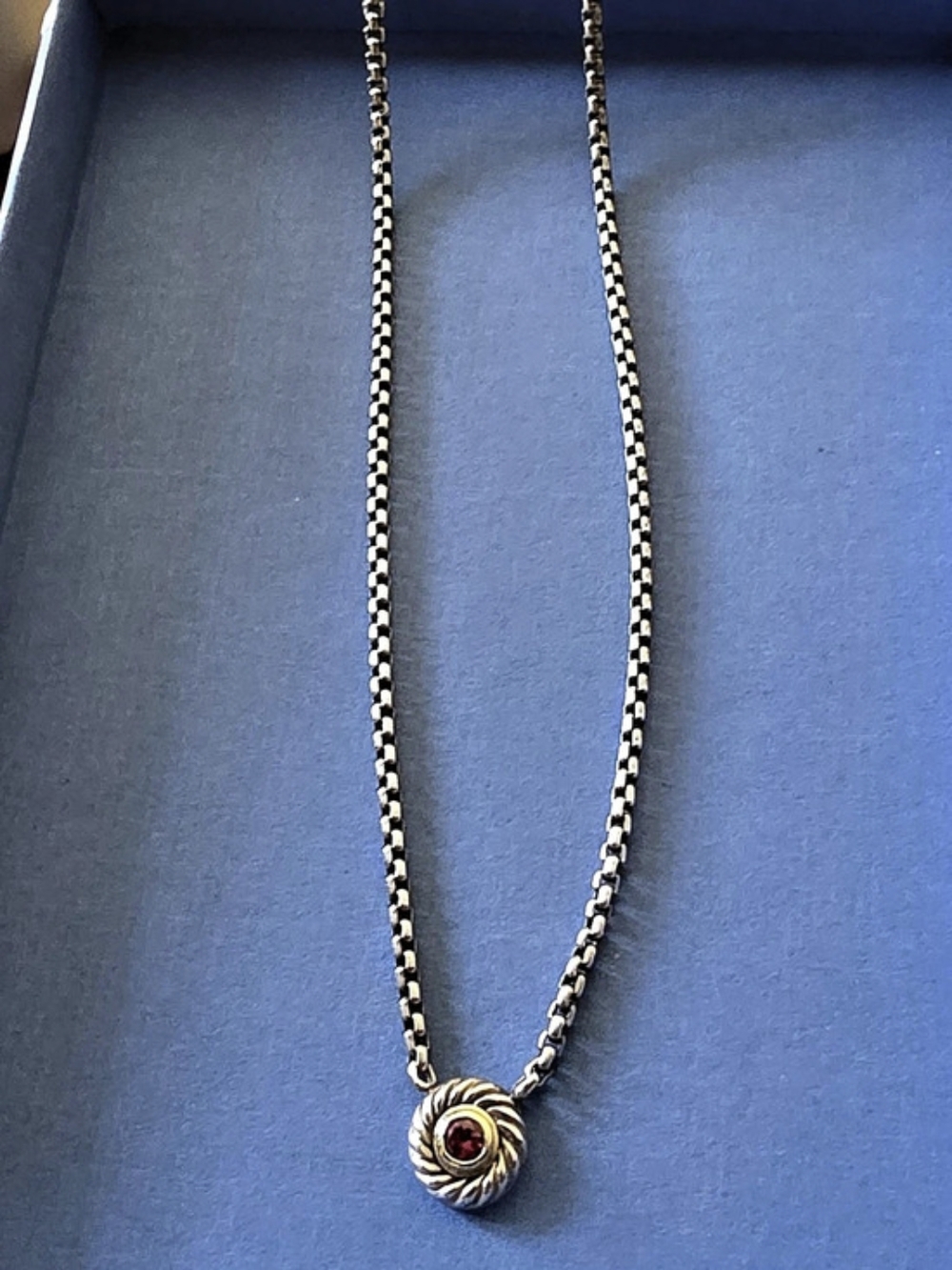 David Yurman Cable Two-Tone Cookie Pendant Necklace Gold & Silver